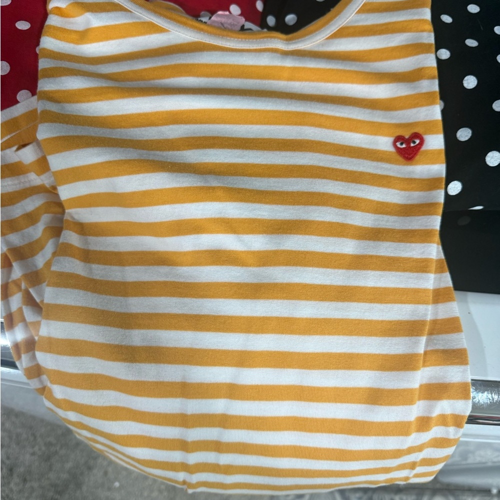 Comme des Garcons Yellow and White Striped Bib